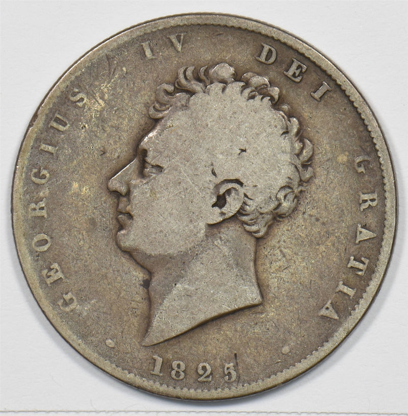 Great Britain 1825 1/2 Crown Silver Crowned and mantled shield of arms George IV0