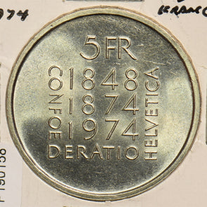 Switzerland 1974 5 Francs P190158 combine shipping2
