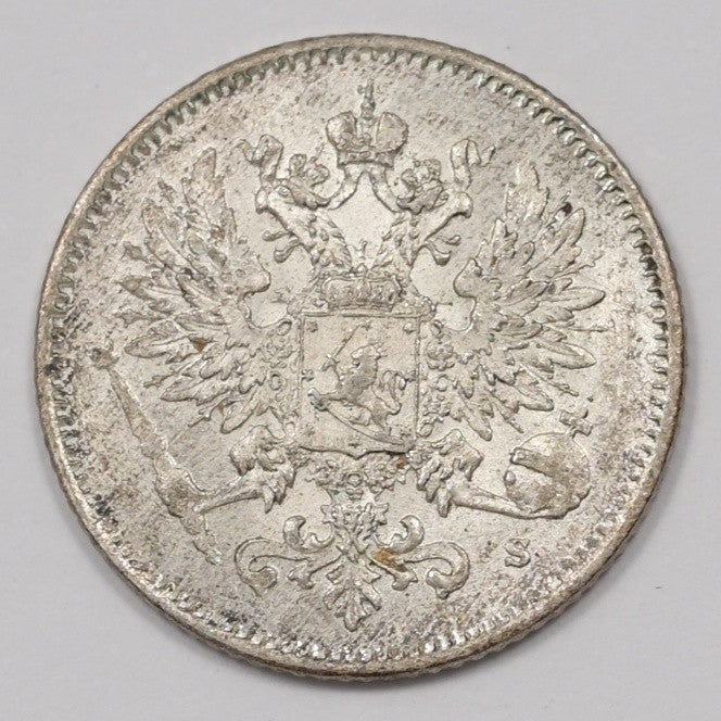 Finland 1917-S Nicholas II 25 Penniä Silver P1514130