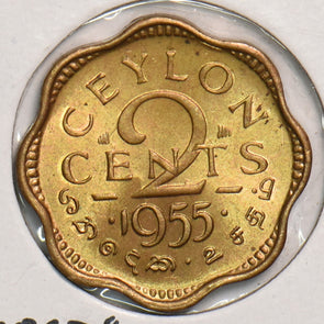 Ceylon 1955 2 Cents P150112 combine shipping2
