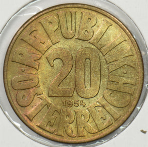 Austria 1954 20 Groschen Eagle animal P190420 combine shipping1