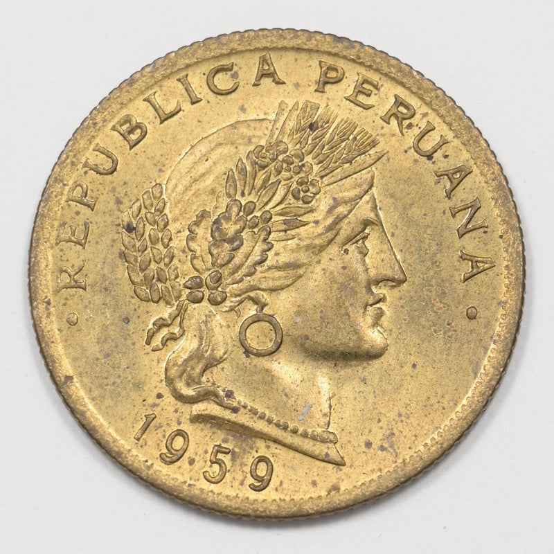 Peru 1959 Head Liberty Goddess 20 Centavos P1513850