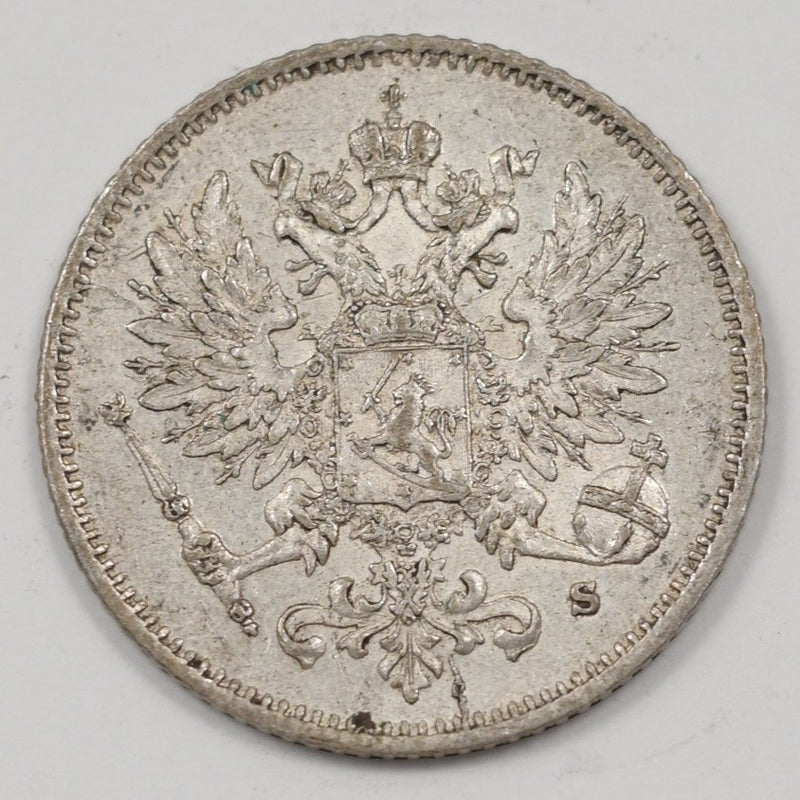 Finland 1915-S Nicholas II 25 Penniä Silver P9041610
