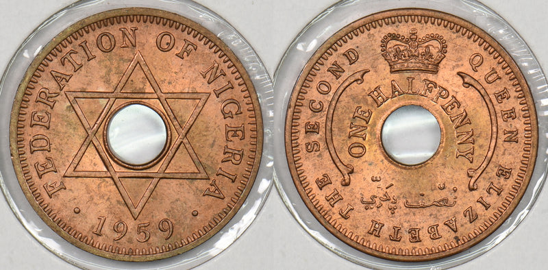 Nigeria 1959 1/2 Penny P290408 combine shipping0