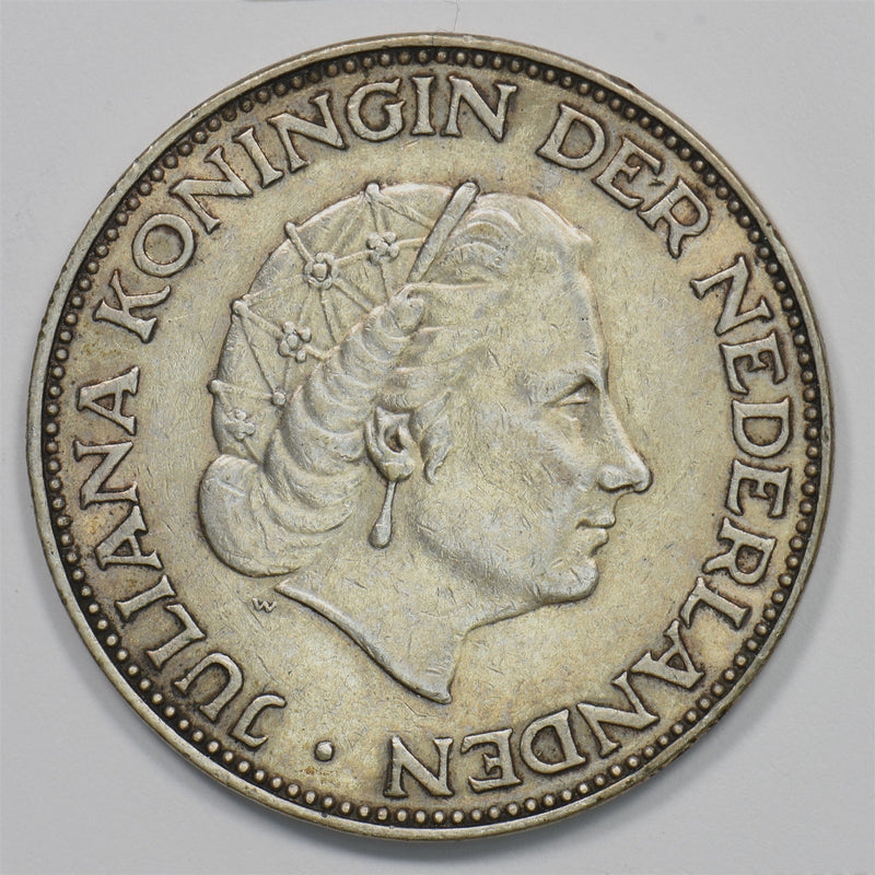 Netherlands 1959 Queen Juliana 2½ Gulden Silver P1911280