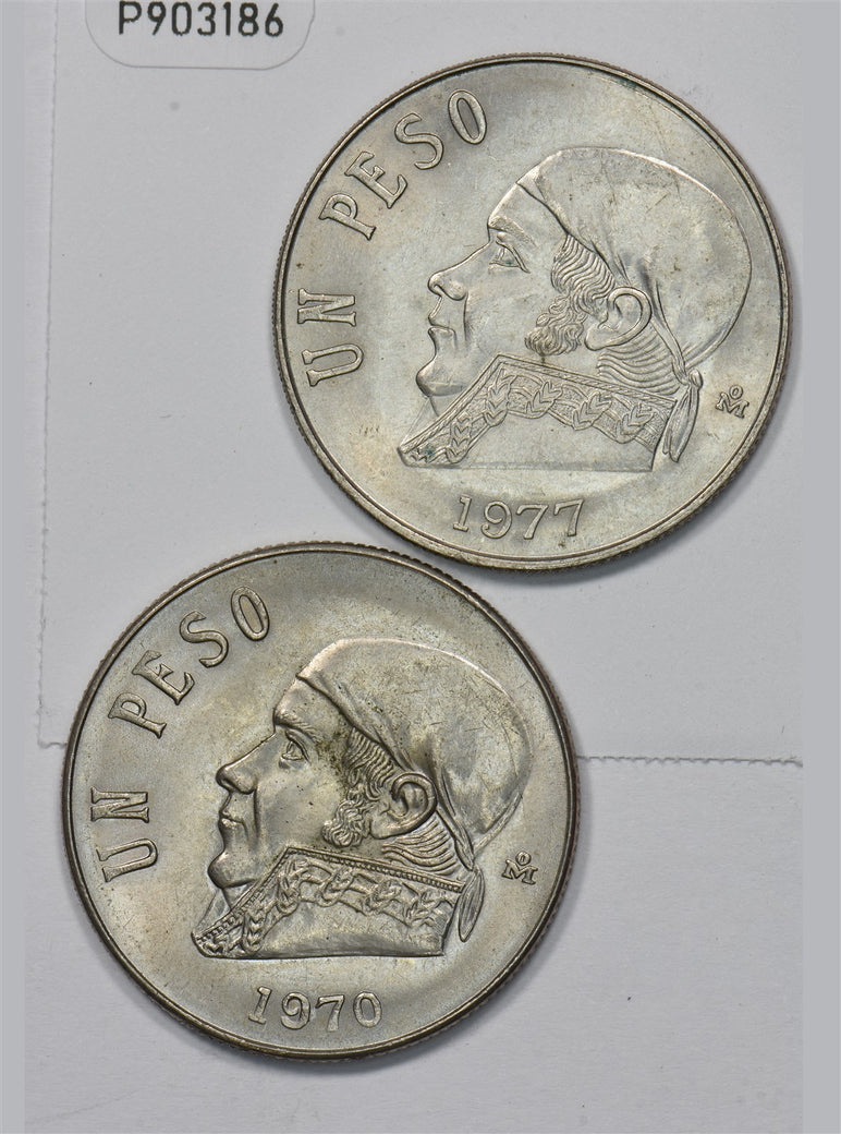 Mexico 1970, 1977-MO Jose Morelos Peso Lot of 2, P9031860