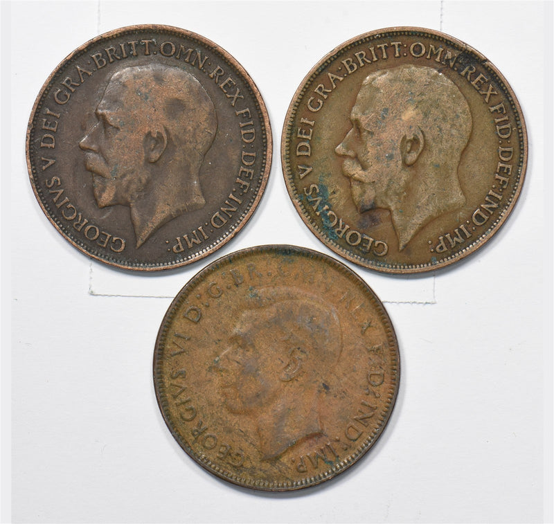 Great Britain/Australia 1915, 1918, 1942 George V, VI Penny Mixed Set, P1511200
