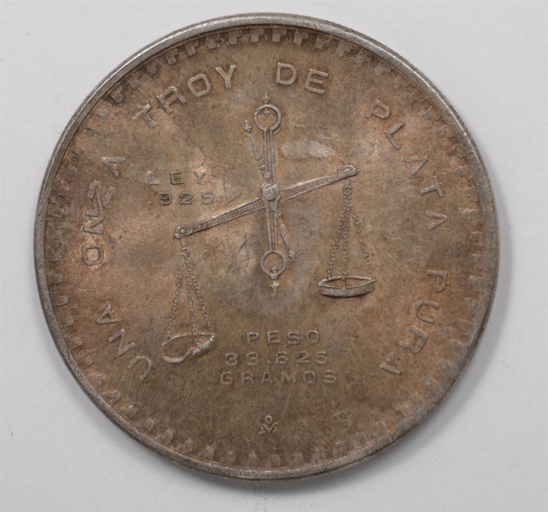 Mexico 1980-Mo Peso Silver 1oz Stunning Toning 33.6gm Balancing Machine P4905350