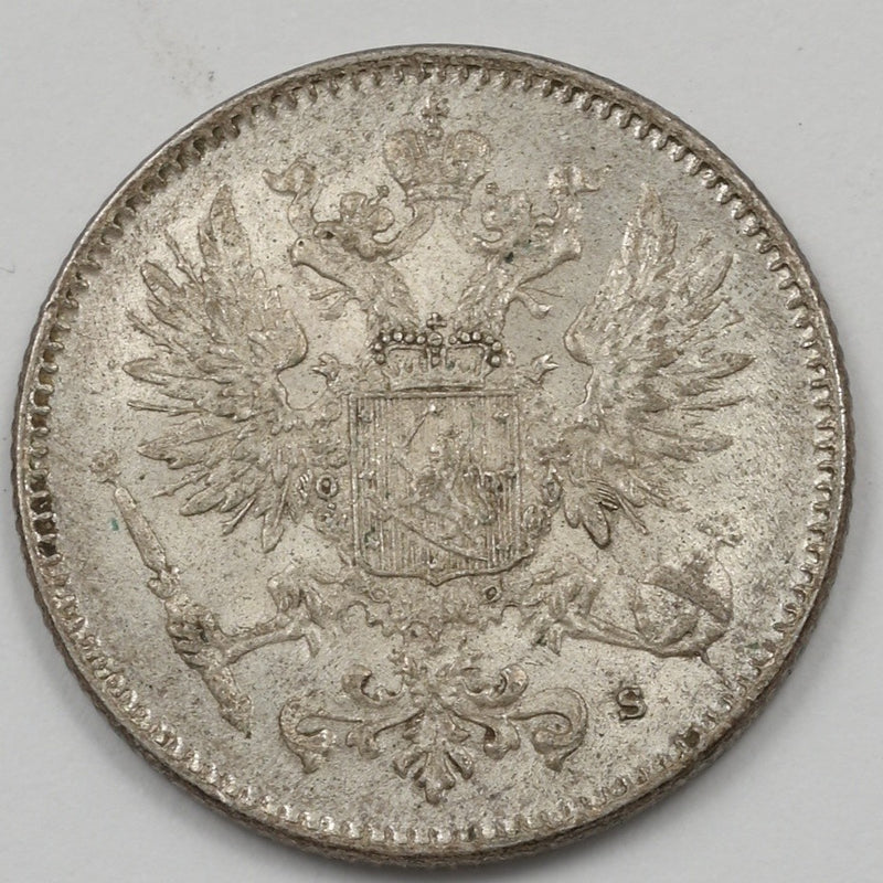 Finland 1916-S Nicholas II 50 Pennia Silver P1913900
