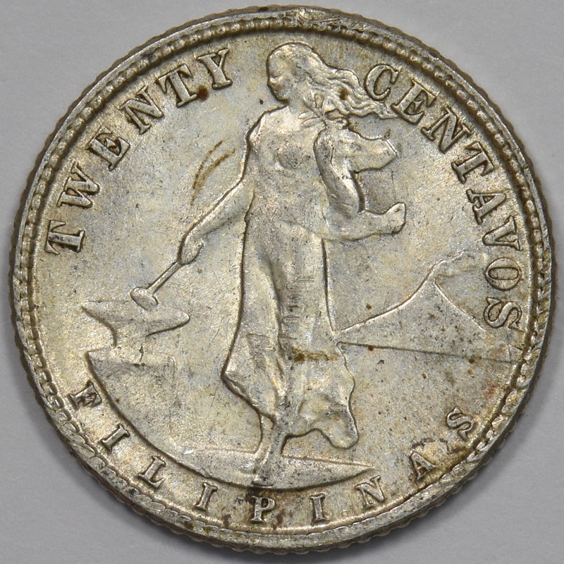 Philippines 1945-D Commonwealth 20 Centavos Silver P9026990