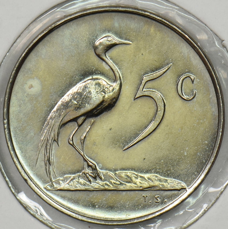 South Africa 1966 5 Cents Blue Crane animal Proof P900381 combine shipping0