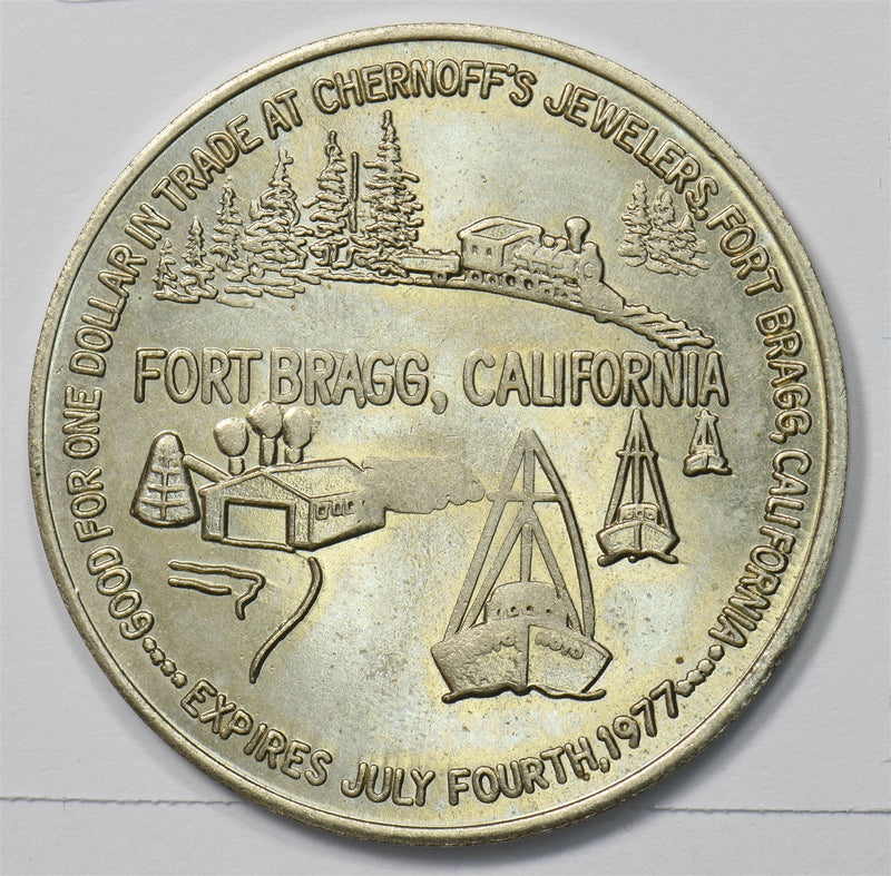US 1976 Token/Medal Fort Bragg, California Train Sail Boat, Bicentennial P9034890