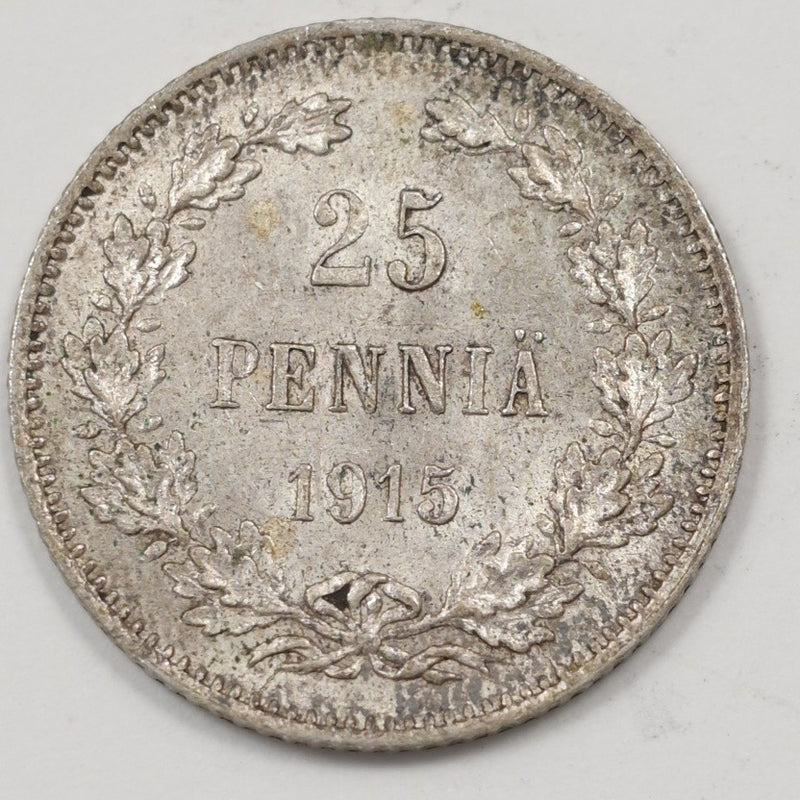 Finland 1915-S Nicholas II 25 Pennia Silver P9041190