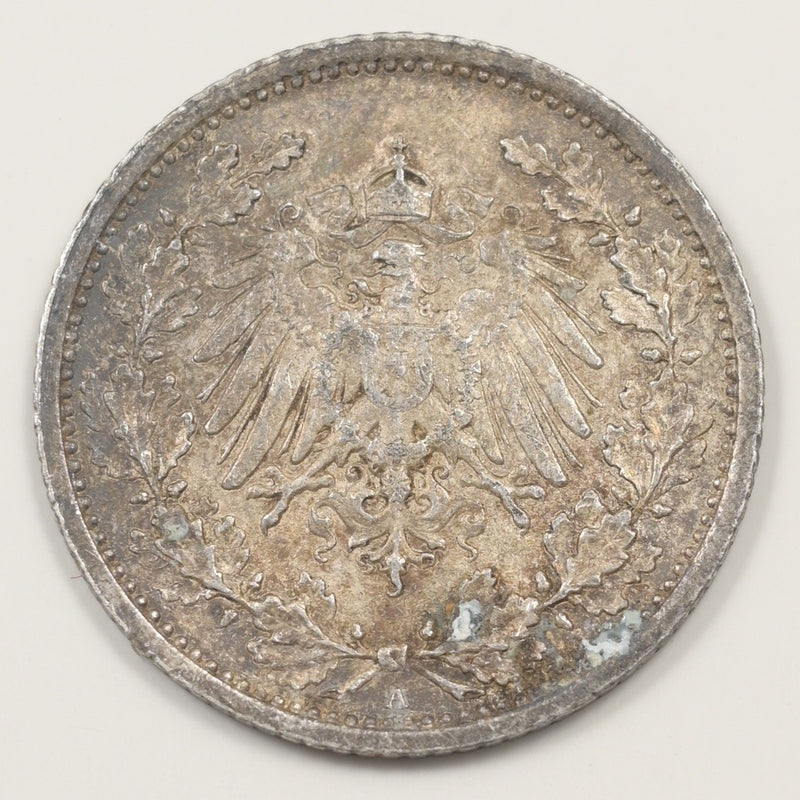 Germany 1915-A William II 1/2 Mark Silver P1515310