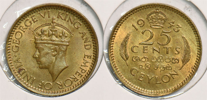 Ceylon 1943 25 Cents P290214 combine shipping0
