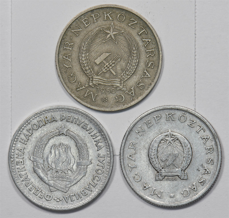 Hungary/Yugoslavia 1949-53 Republic, Ft, 2 Forint, 5 Dinara Mixed lot, P9031870