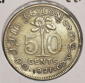 Ceylon 1921 50 Cents P150125 combine shipping2