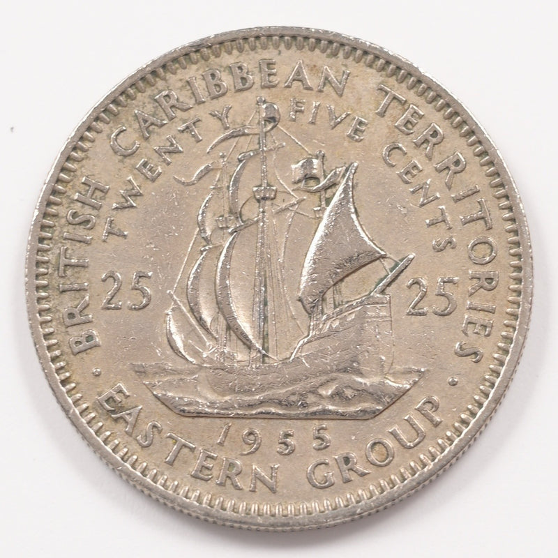 British Caribbean Territories 1955 Elizabeth II 25 Cents P9048130