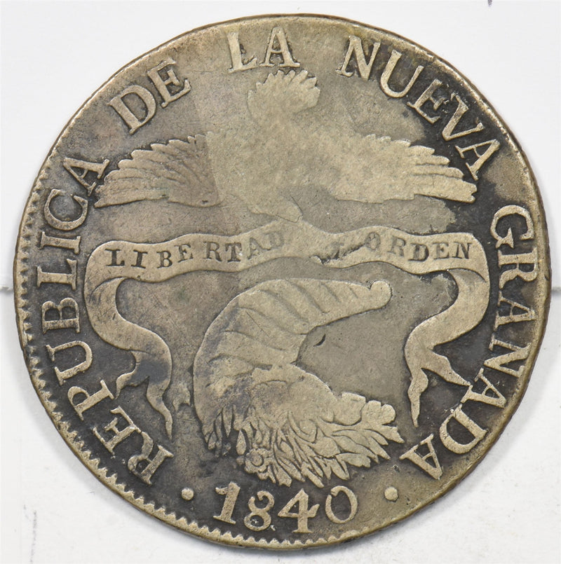 Colombia 1840 8 Reales Silver Bogota Condor P490366 combine shipping0