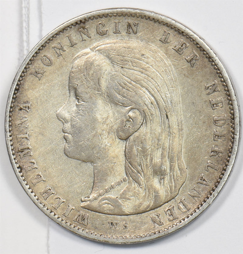 Netherlands 1897 Gulden Silver Crowned coat of arms Wilhelmina P490379 combine s0