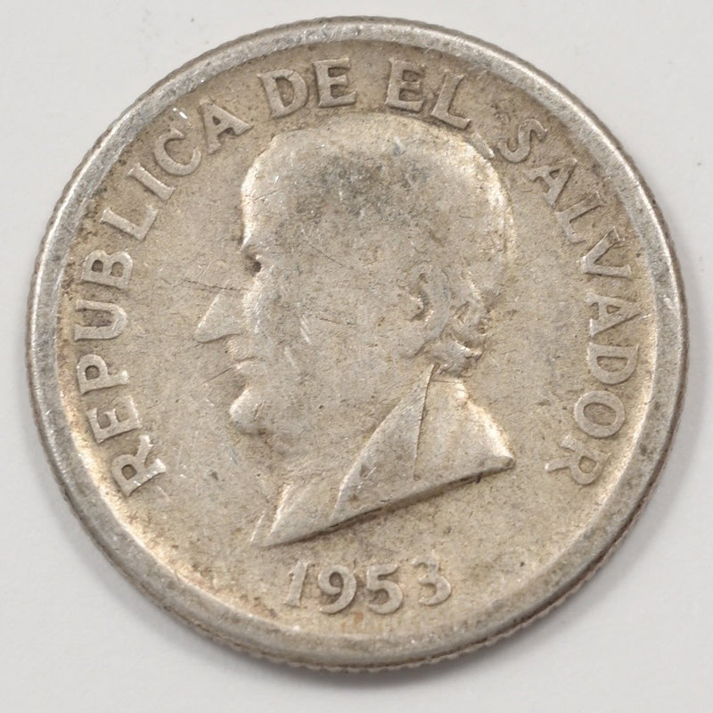 El Salvador 1953 José Matías 25 Centavos Silver P9041220