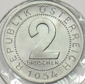 Austria 1954 2 Groschen Eagle animal P190395 combine shipping1