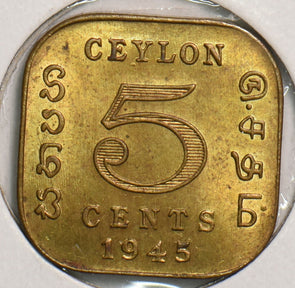 Ceylon 1945 5 Cents P290184 combine shipping2