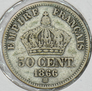 France 1866 BB 50 Centimes Fine. Silver P190580 combine shipping1