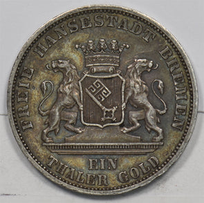 German States 1871-B Thaler AU Bremen 