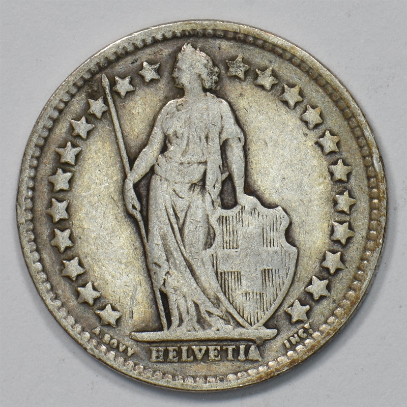 Switzerland 1914-B Helvetia Standing 1/2 Franc Silver P9029720