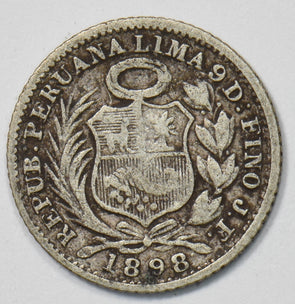 Peru 1898 1/2 Dinero Silver Liberty Seated P903529 combine shipping1