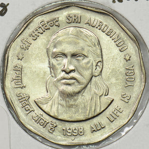 India Republic 1998 2 Rupees Lion animal P150179 combine shipping0