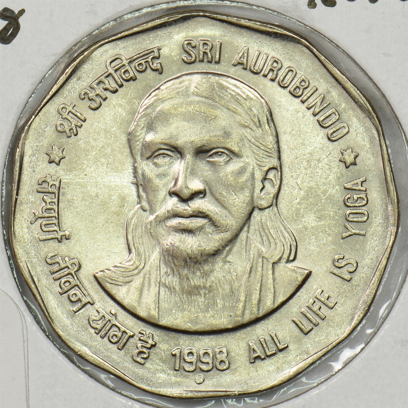 India Republic 1998 2 Rupees Lion animal P150179 combine shipping0