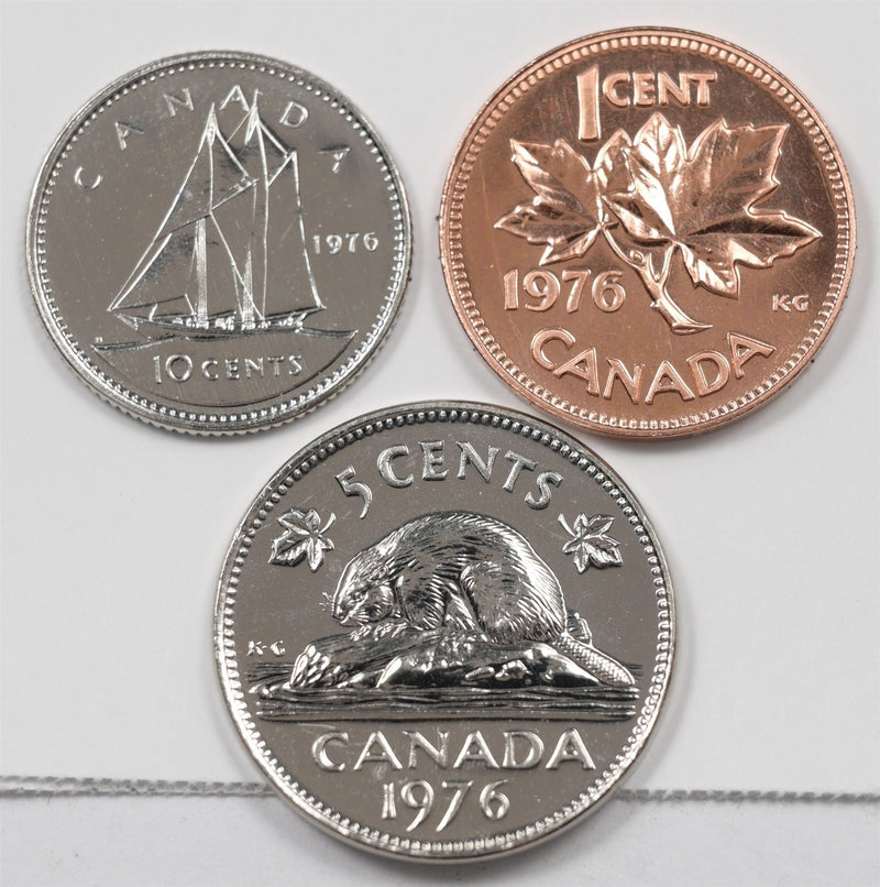 Canada 1976 Elizabeth II 1C, 5C, 10 Cents Lot of 3, P9044280