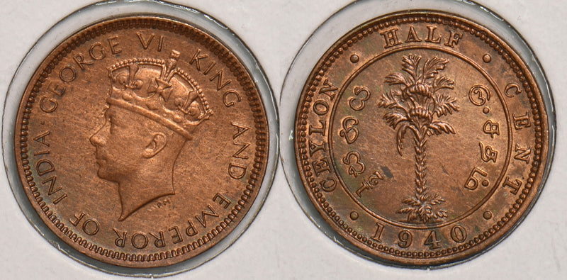 Ceylon 1940 1/2 Cent P150122 combine shipping0