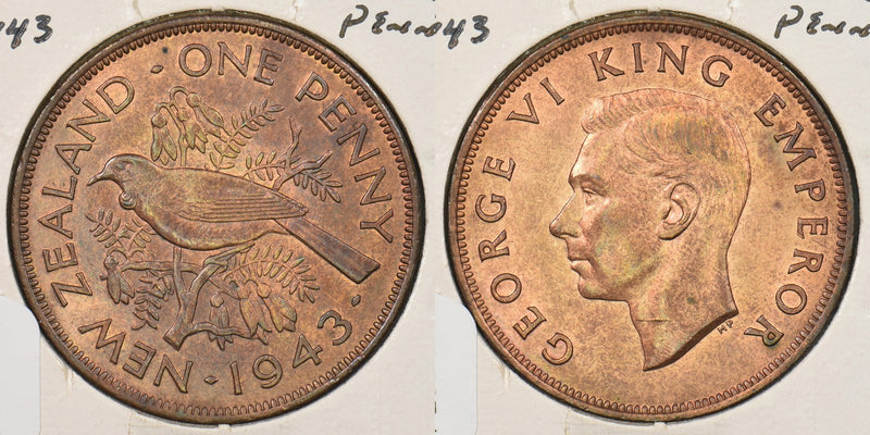 New Zealand 1943 Penny Bird animal P290430 combine shipping0
