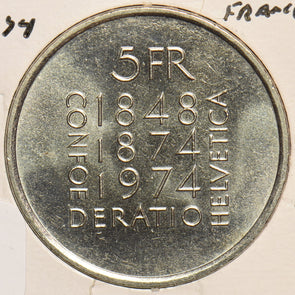 Switzerland 1974 5 Francs P150079 combine shipping2