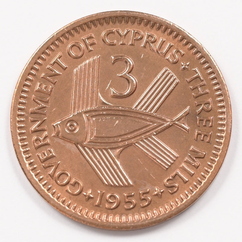 Cyprus 1955 Elizabeth II 3 Mils P9048150