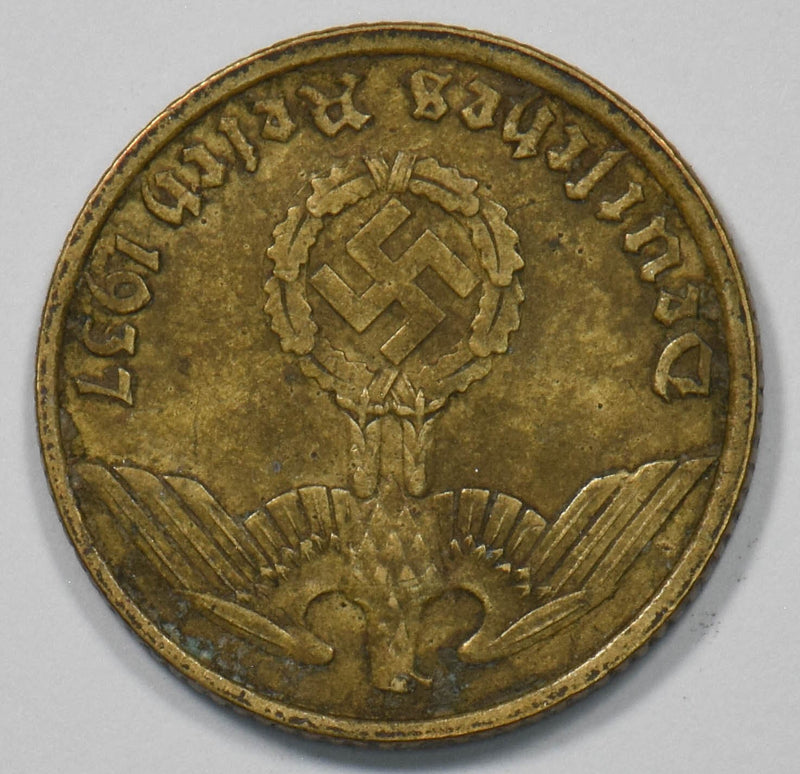 Germany 1937-D 10 Reichspfennig Eagle and Swastik P902829 combine shipping0