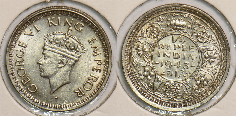 India British 1943 B 1/4 Rupee P290348 combine shipping0