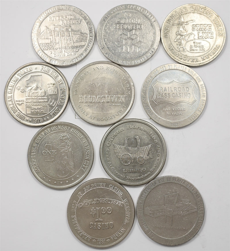 Casino Game Tokens Dollar Lot of 10, P1916380