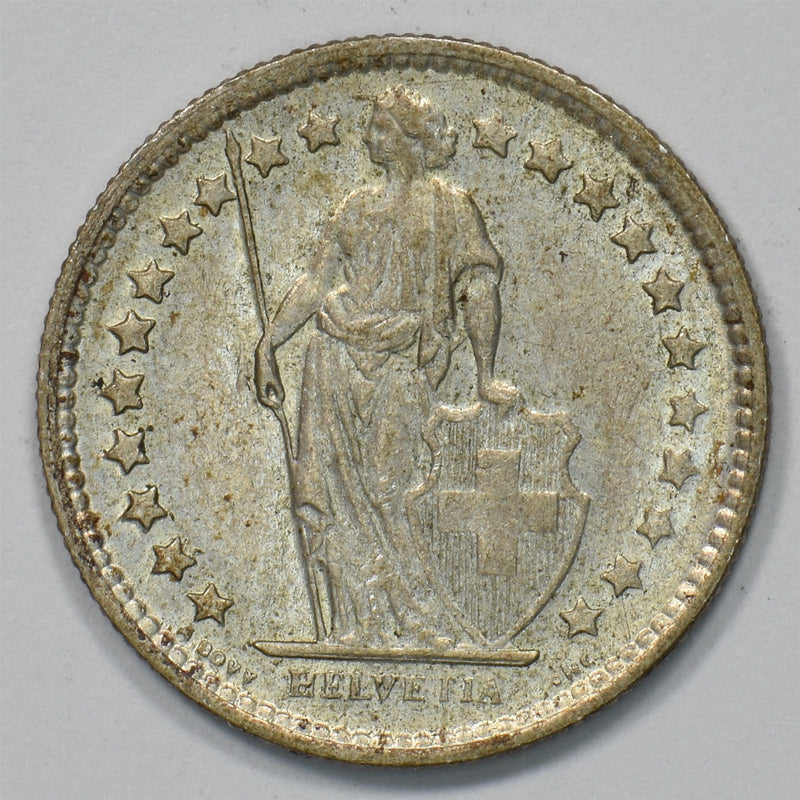 Switzerland 1960-B Helvetia 1/2 Franc Silver P9029620