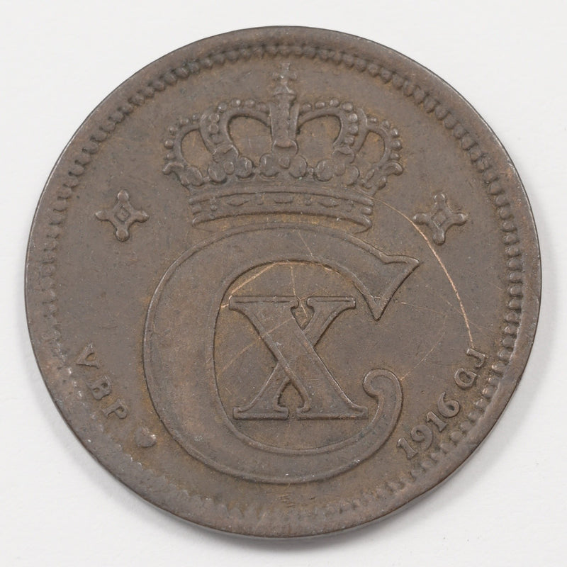 Denmark 1916-VBP Christian X 5 Ore P9040060