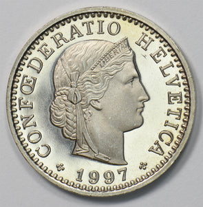 Switzerland 1997 20 Rappen Proof Head of Libertas P903532 combine shipping0