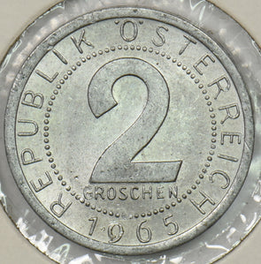 Austria 1965 2 Groschen Eagle animal P190383 combine shipping1