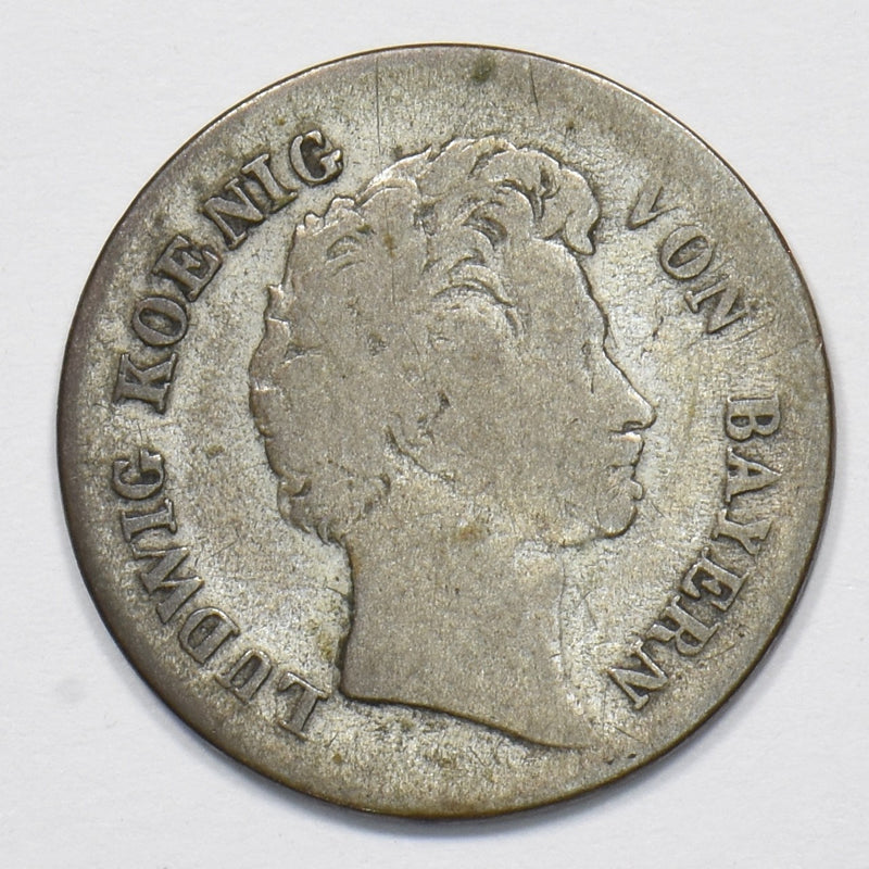 Bavaria (German States) 1828 Louis I 6 Kreuzer Silver P1511170