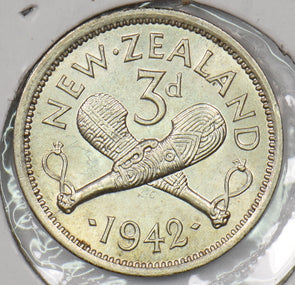 New Zealand 1942 3 Pence BU P290381 combine shipping2