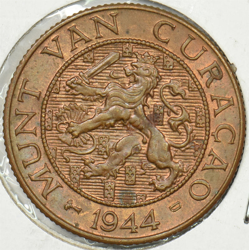 Curacao 1944 2 1/2 Cents Lion animal P150232 combine shipping0