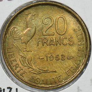 France 1953 20 Francs BU KM917.1 Rooster P190518 combine shipping1