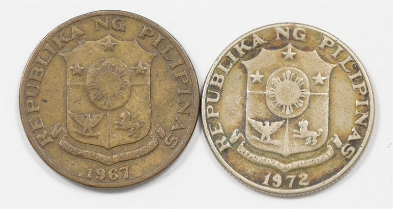 Philippines 1967, 1972 Republic 5 Sentimos and 10 Sentimos Lot of 2, P9046660